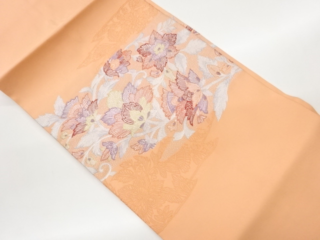 JAPANESE KIMONO / NAGOYA OBI / SILK / WOVEN FLORAL ARABESQUE